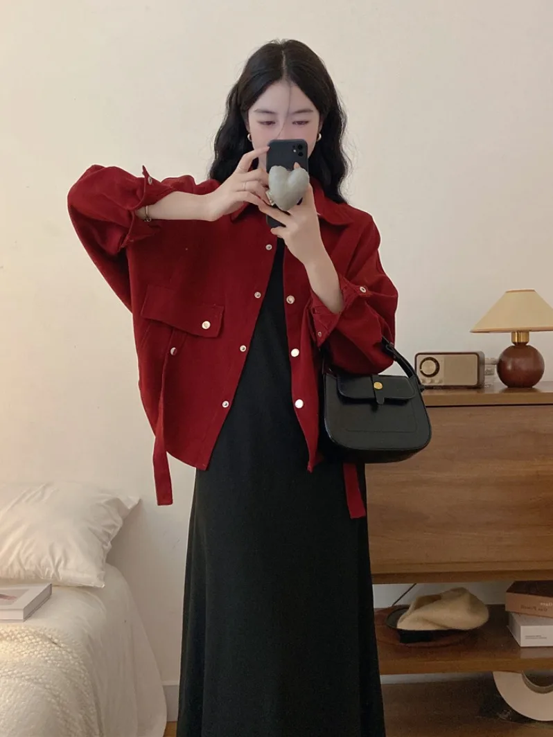 

2025 Autumn New Arrival: Irregular Long-Sleeve Short Coat, Top & Vest Dress–Stylish Plus-Size Set for Women