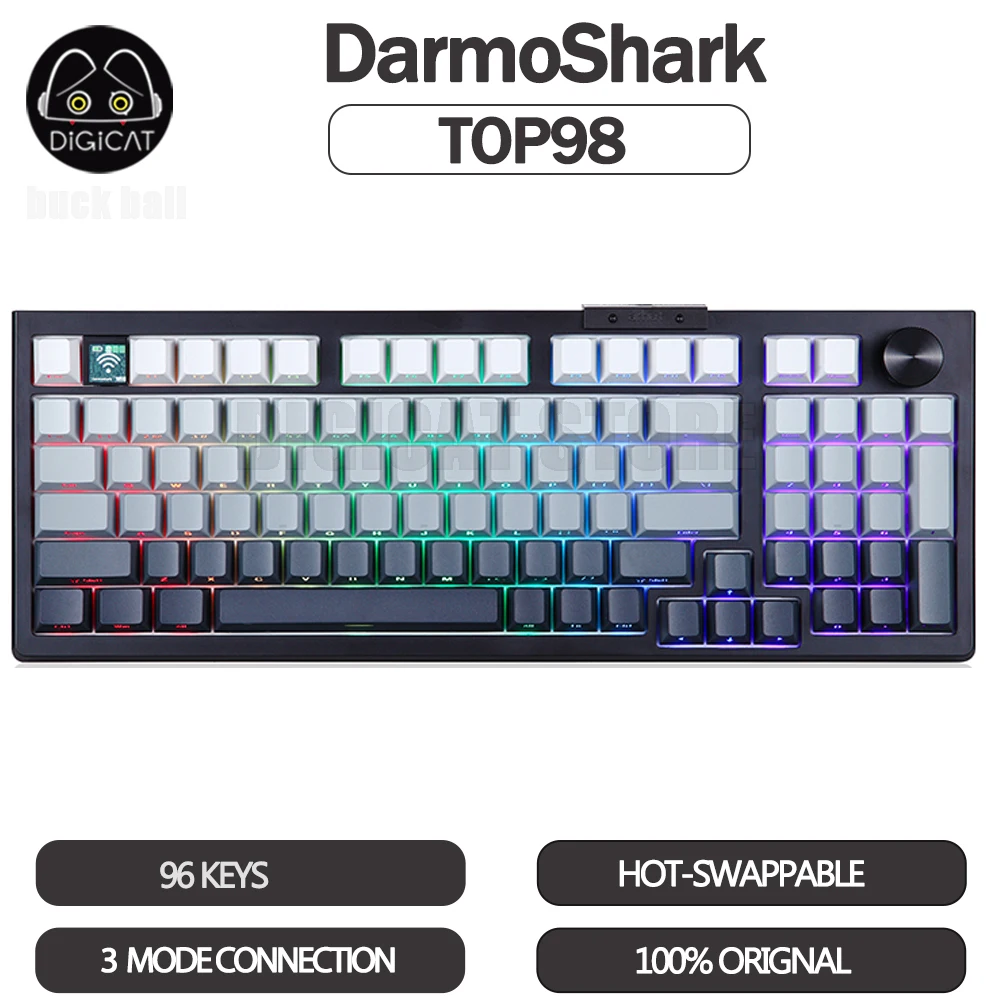 

Darmoshark Top98 Mechanical Keyboards 3 Mode USB/2.4G/Bluetooth Wireless Keyboards Hot-Swap PBT Rgb Esport Gaming Keyboard Gifts