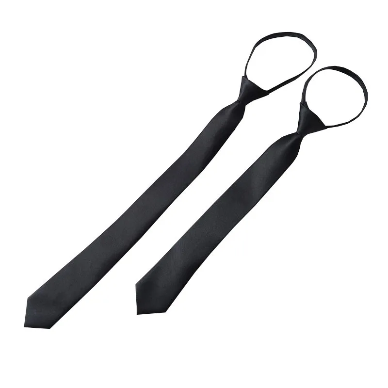 JK-Corbata de seguridad con Clip Simple para hombres y mujeres, corbata funeraria negra mate, corbata de estudiante, portero japonés