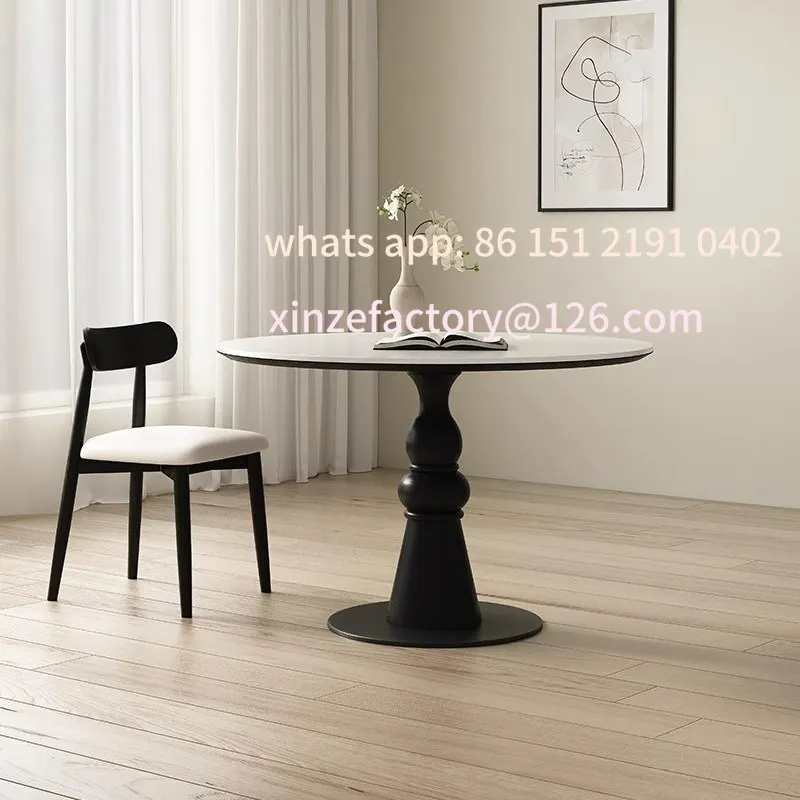 Customizable French medieval solid wood round dining table