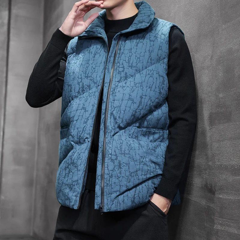 

Утепленный мужской жилет на молнии с воротником-стойкой, повседневная зимняя верхняя одежда для молодежи