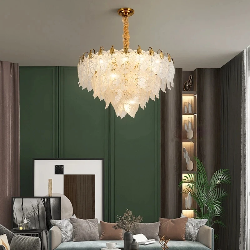 Nieuwe Franse Luxe Boom Vorm Glazen Plafond Kroonluchter Voor Woonkamer Slaapkamer Villa Ronde Indoor Verlichting Decoratieve Lamp