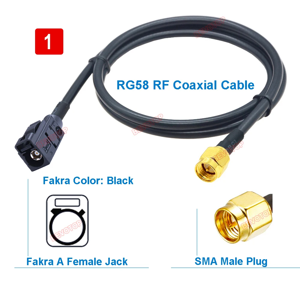 RG58 Fakra Cable Code A/B/C/D/F/G/H/I/K/Z Female Jack to SMA Male Plug Wire Harness RG58 Jumper BEVOTOP Auto Cable 10CM ~ 30M