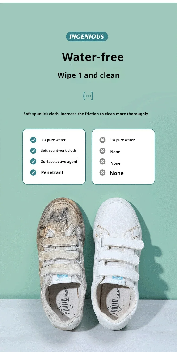 Schuh-Reinigungstücher Sneaker-Reiniger Tragbare Einweg-Reinigungstücher Leistungsstarke Reinigungstücher für Weiße Schuhe – Detail 5