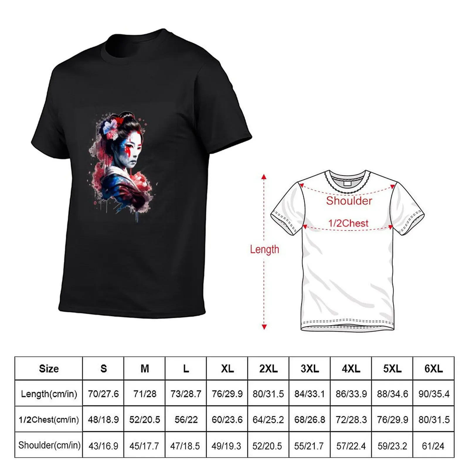 Japanese girl, geisha T-Shirt summer top oversizeds t shirts for men cotton