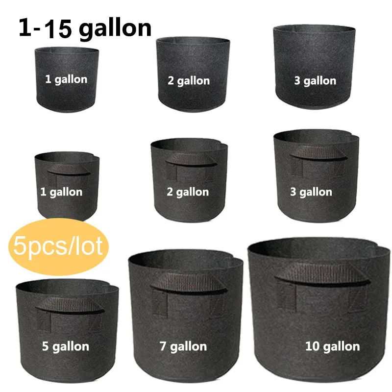 5pcs 1-15 Gallon Plant Grow Bags pots Flower  planter bags  vegetable Gardening Jardin Growing planter container