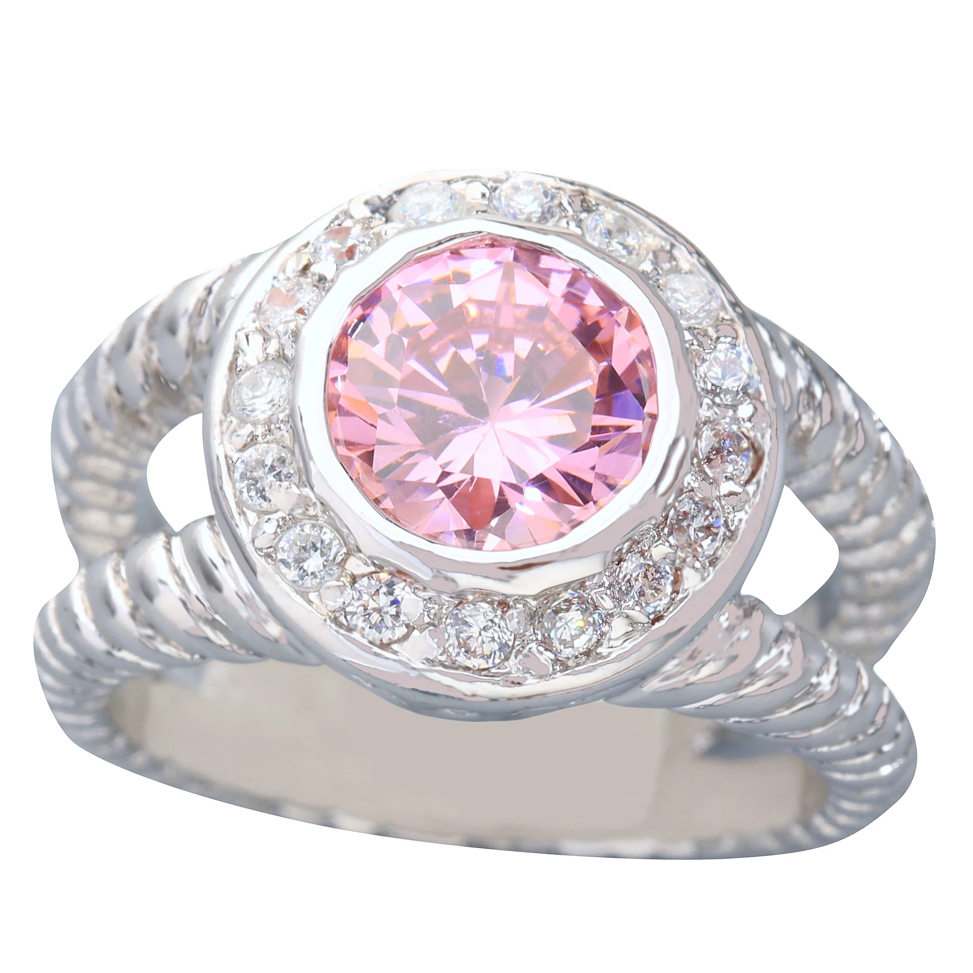 8*8mm Pink Kunzite6  925 Sterling Silver Ring Q0725-F