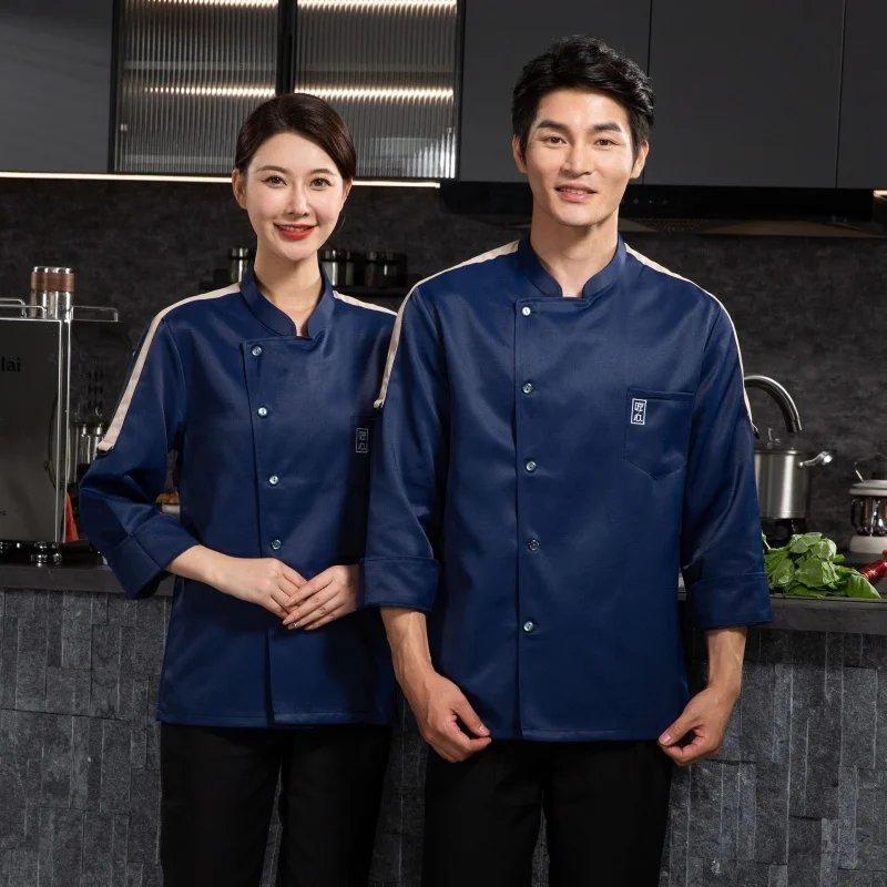 Chef Overalls Long Sleeve Autumn and Winter Hotel Restaurant Ding Room Kitchen Work Clothes Baking Pastry Shop Chef Uniform Long