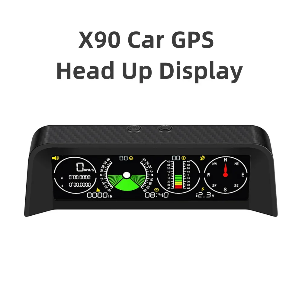 X90 GPS-Tachometer, multifunktional, digital, HUD, Head-Up-Display, Höhenmesser, Kompass, MPH, KM/H, Neigungsmesser, intelligenter Kompass