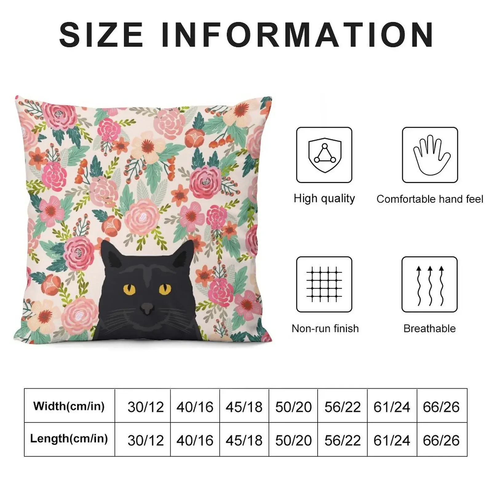 Black Cat cat breed floral pattern background pet gifts cats kitten mom gifts Throw Pillow