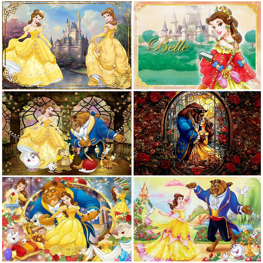 

Disney Beauty And The Beast Theme Party Decoration Belle Princess Birthday Backdrop Child Girl Favor Gifts Baby Shower Supplies