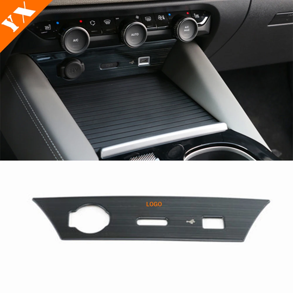 Stainless Carbon Black Car Front Rear Central Console USB Charging Port Deco Sticker Cover For Citroen C5X 2021-2023 Accessories