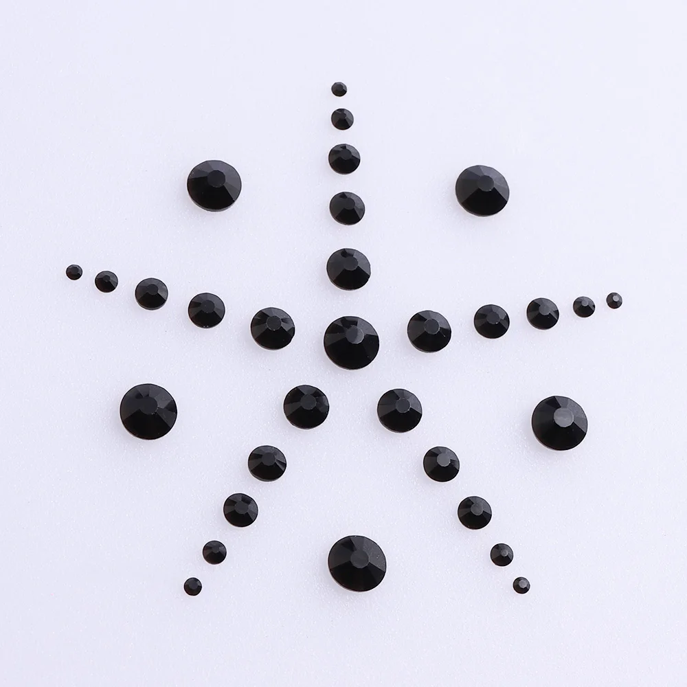 أسود مزيج حجم قاعدة مسطحة الزجاج الراين SS3-SS20 الغراء على بوتيك بريق كريستال لمسمار الفن الحرف الديكور أجزاء #5