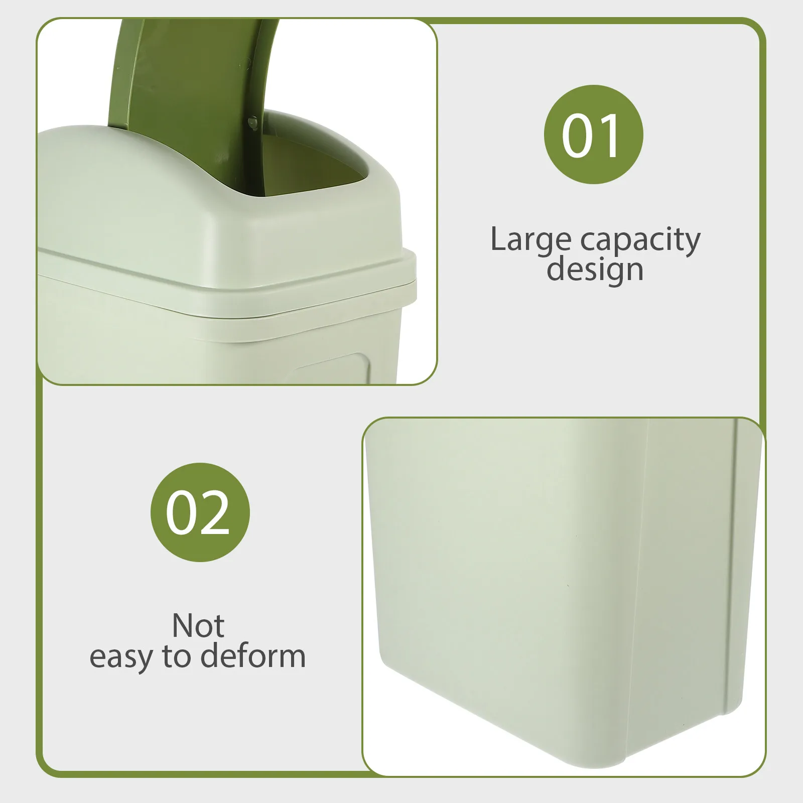 

Soft Close Swing Lid Trash Can Bathroom Garbage Bin Compact Vertical Design for Kitchen Bedroom Living Room Dormitory Use