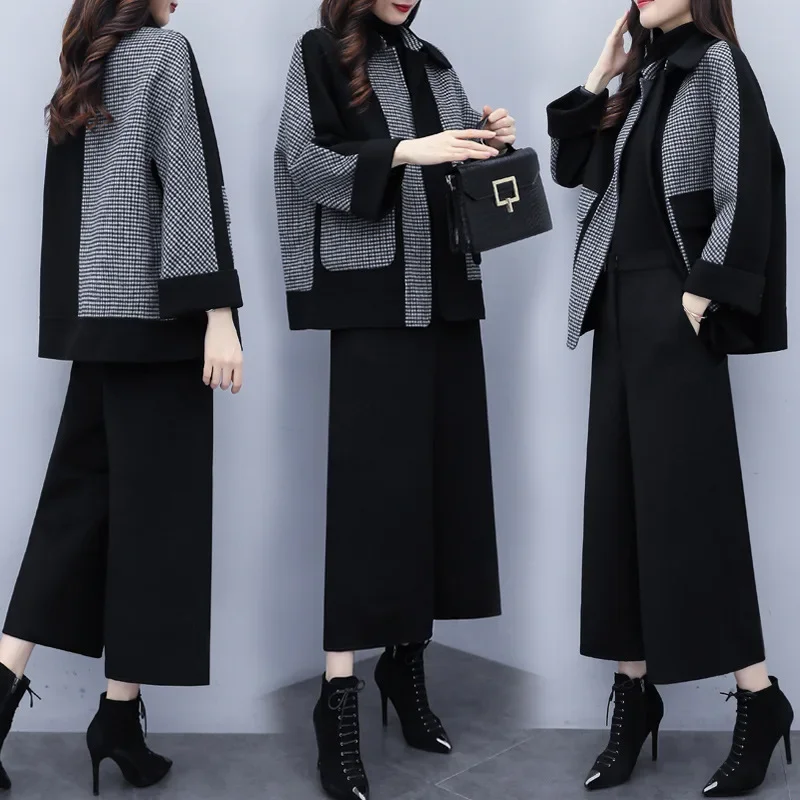 Spring Winter Women\'s Pants Suit Office Lady Blazer Coat + High Waist Trouser 2Pc Set Casual Female Blazers Matching Set Outfits