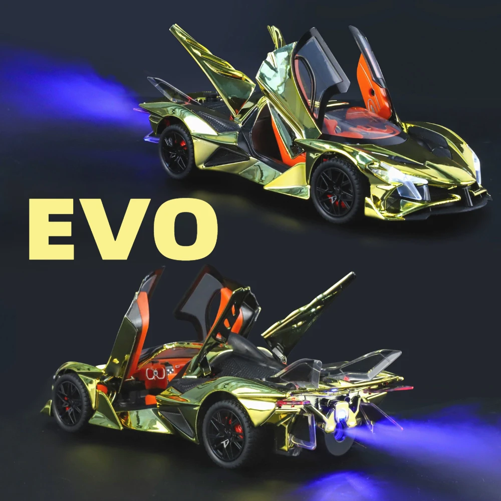 1-24スケール-evo-セナ-カー-スプレープレートモデル-おもちゃ-バタフライドア開閉-サウンドライト-プルバック-スーパーカーモデル-オフィス装飾品