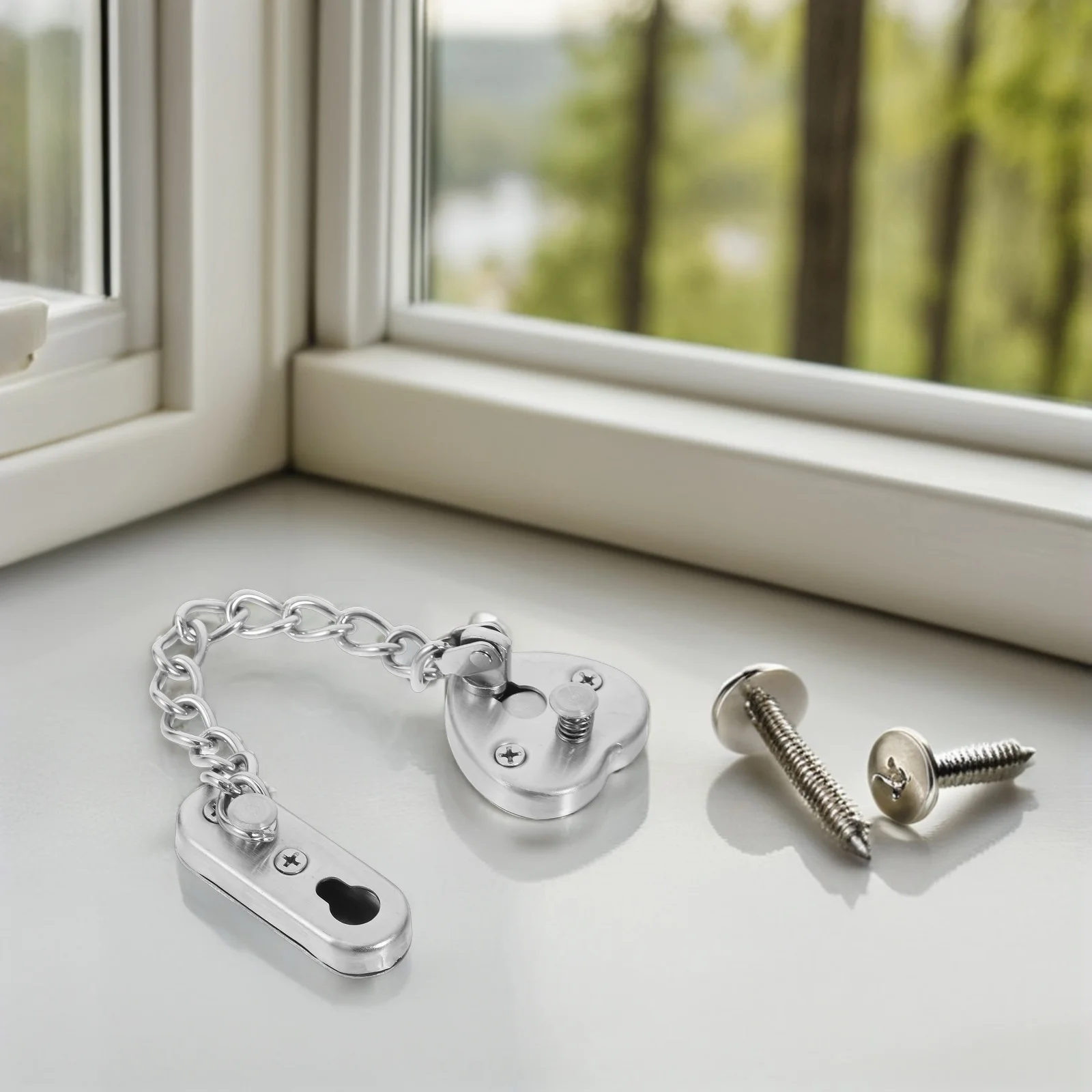 Stainless Steel Antitheft Door Chain Lock Nodrill Adjustable Heavyduty Security Latch for Hotel Home Internal Use