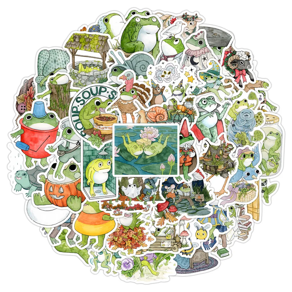 50PCS Cute Frog Graffiti Stickers - Creative Cartoon Waterproof Decor for Water Cup & Phone BulingBulingStickers Store