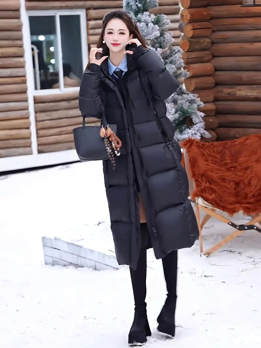 Nuevo Abrigo Largo de Plumón Blanco para Mujer, Resistente al Frío Extremo, Diseño Casual con Cierre, Estilo Informal