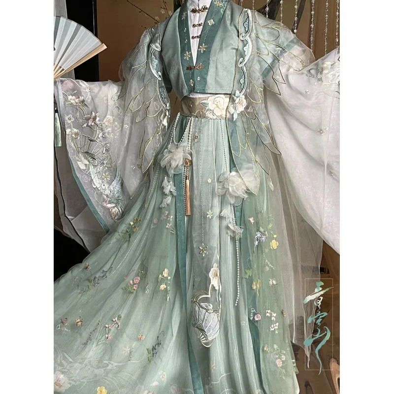 Tgcf Tian Guan Ci Fang Lian Lian Hua Cheng Feng Shi Qing Xuan cosplay costume Green Cos dress Hanfu full set