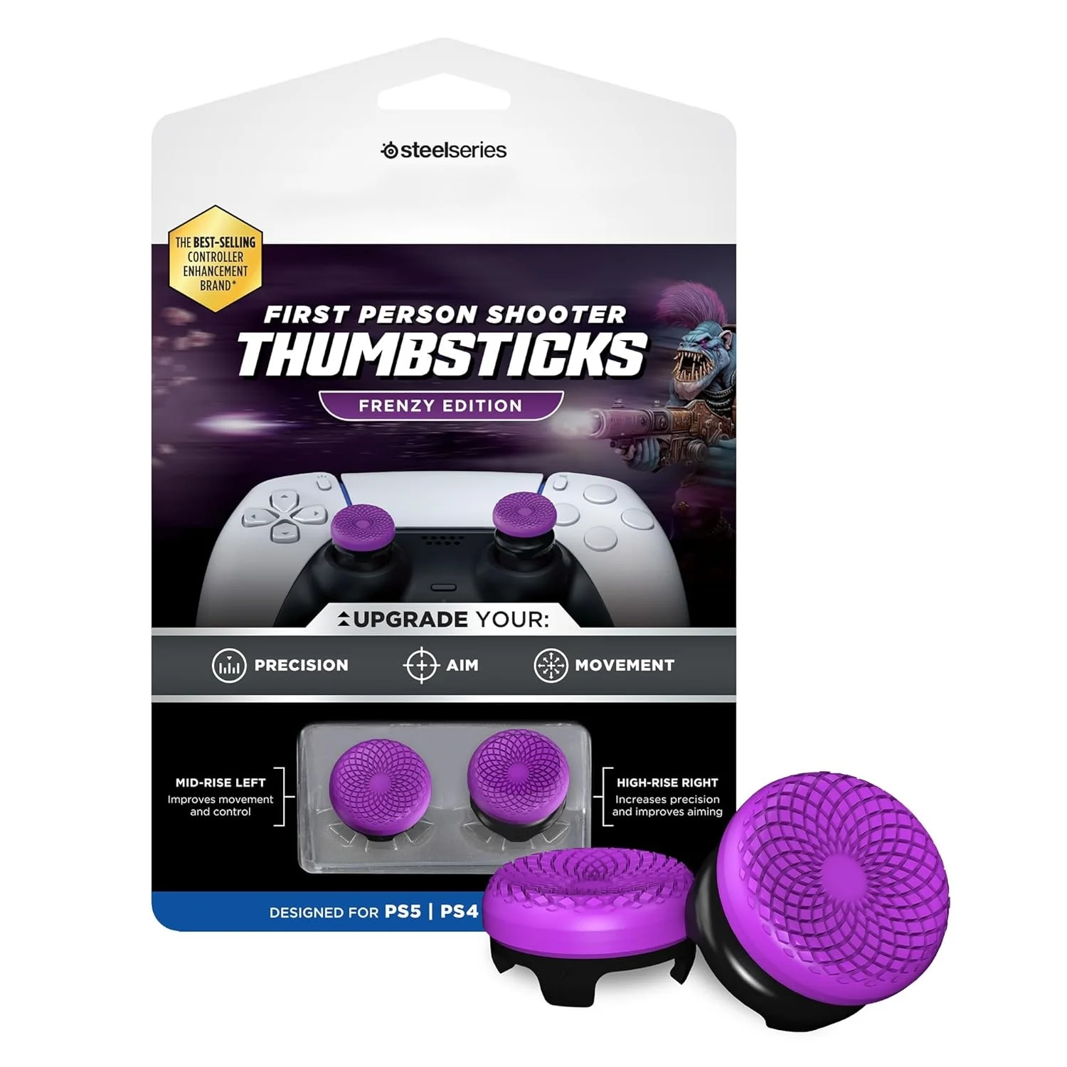 Freek Galaxy FPS لـ Playstation PS4 High-Rise Analog Stick PS5 Joystick Controller Performance Command Stick Game غطاء من السيليكون