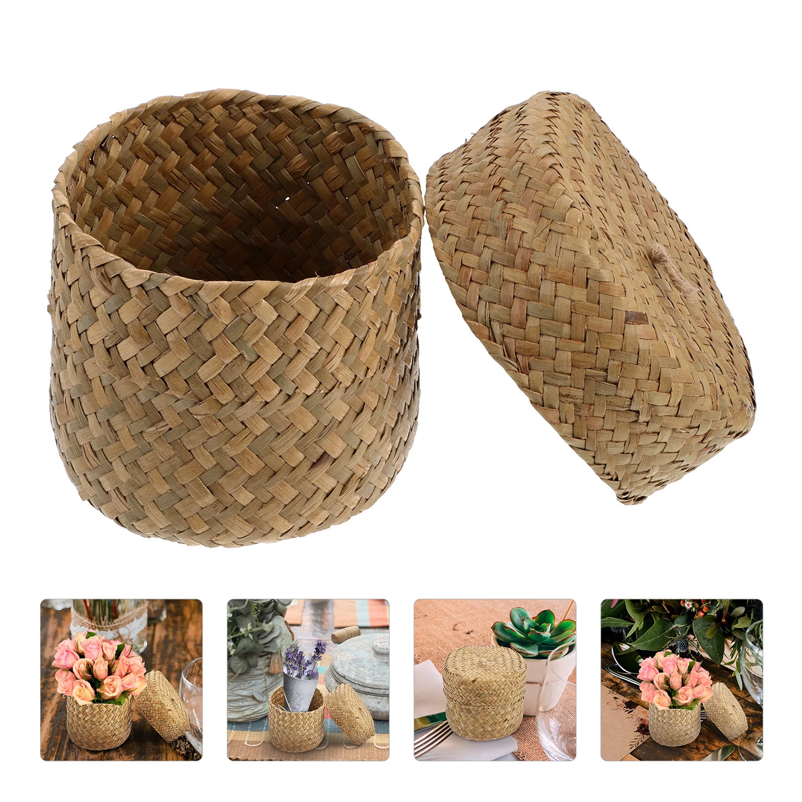 

Handmade Woven Flower Basket Mini Sundries Container Decorative Basket Gift Packaging Box Creative Storage for Home Party
