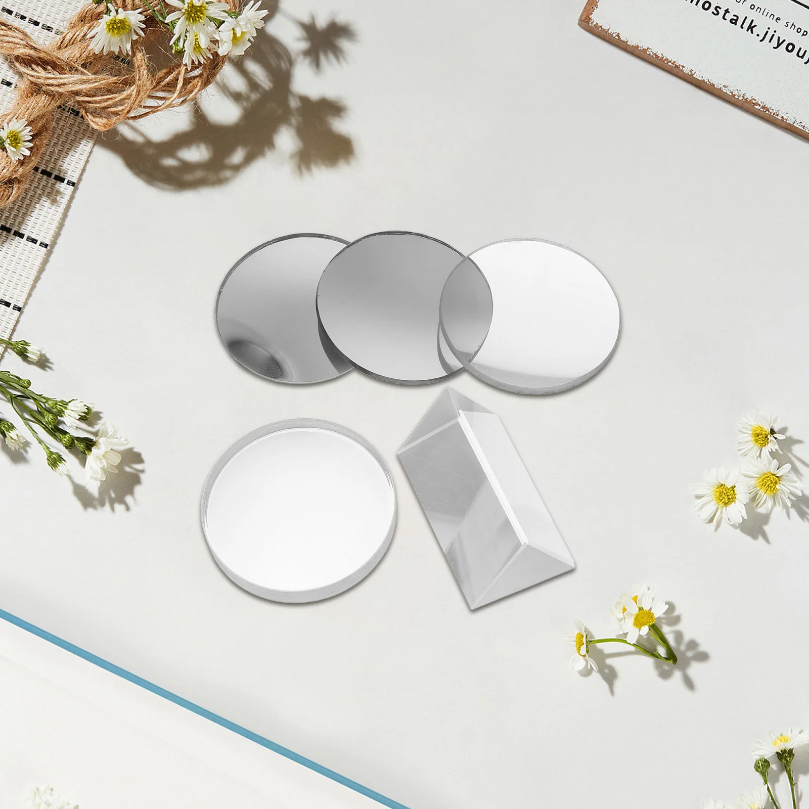 

5Pcs Optical Physics Lens Set Convex Concave Transparent Glass Physics Teaching Experiment Kit for Laboratory Demonstration