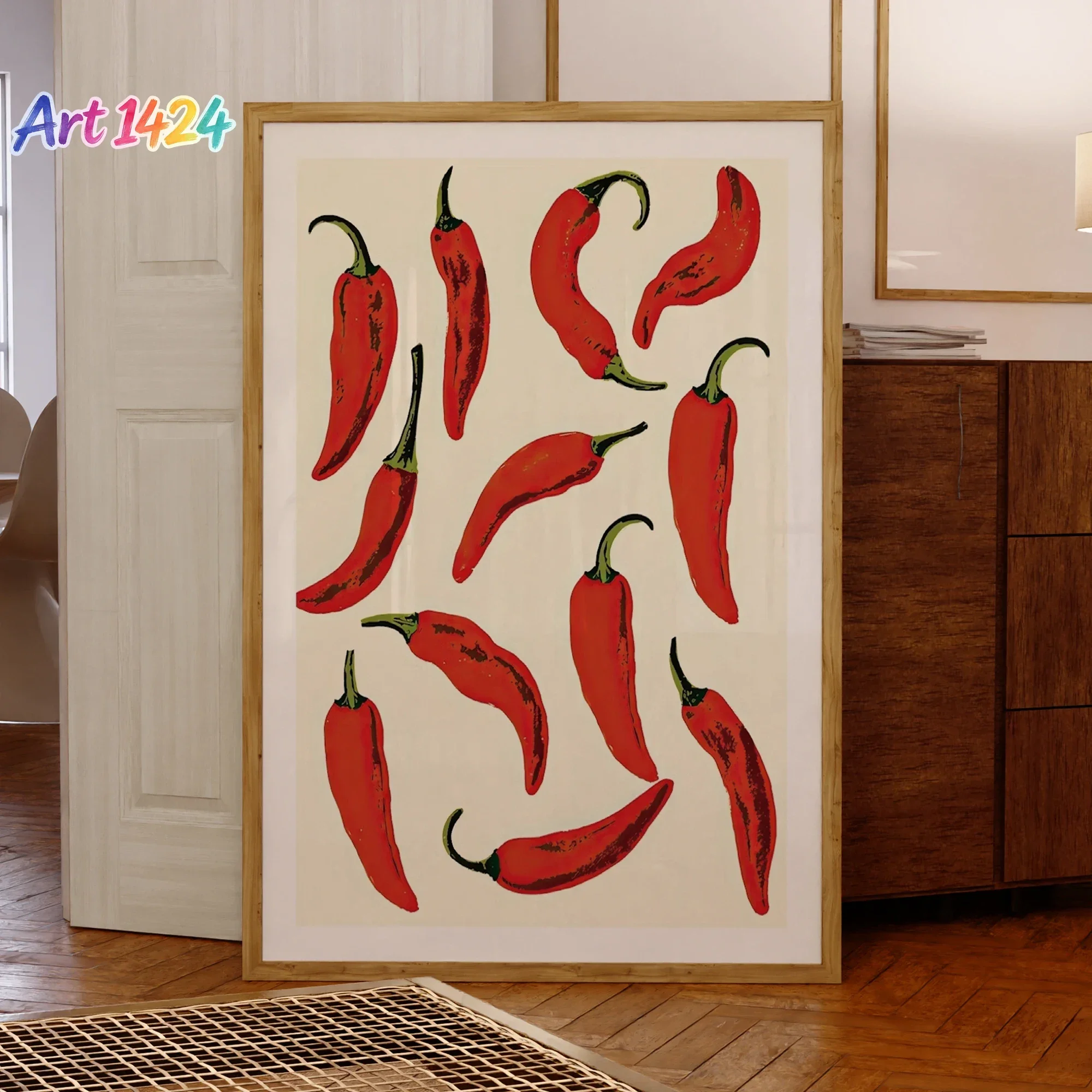 Poster Picture For  Living Kitchen Dining Room Home Decor Fiery Pepper Wall Art Prints Canvas Painting