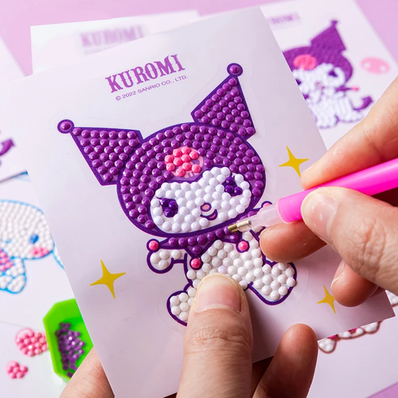 Kawaii Sanrio Melody Kuromi Shiny Sticker Decoration Stationery Funny Fit For Student Kid DIY Self Adhesive Notebook Laptop