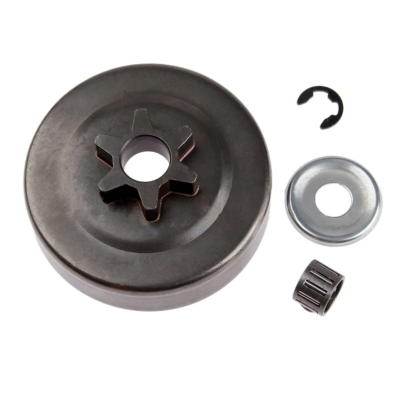 Clutch Drum and Sprocket Set 3/8 6T with 10 12 10mm Bearing Washer E Clip for MS170 MS180 MS210 MS230 MS250 017 018 021 023 025