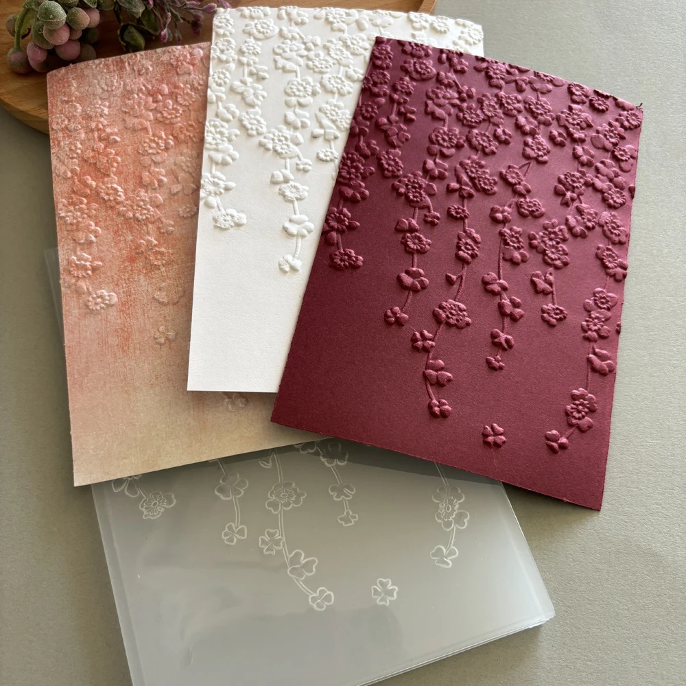 Vine plants, four leaf clover, small chrysanthemum, 3D embossed folder for DIY art crafts, scrapbook, embossed paper card making