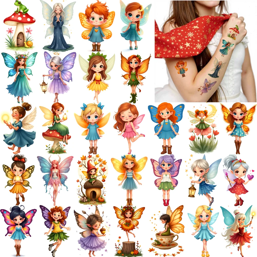 63pcs Temporary Tattoo Angel Stickers Waterproof Long-lasting Body Stickers Butterfly Stickers Cartoon For Shoulders Arms