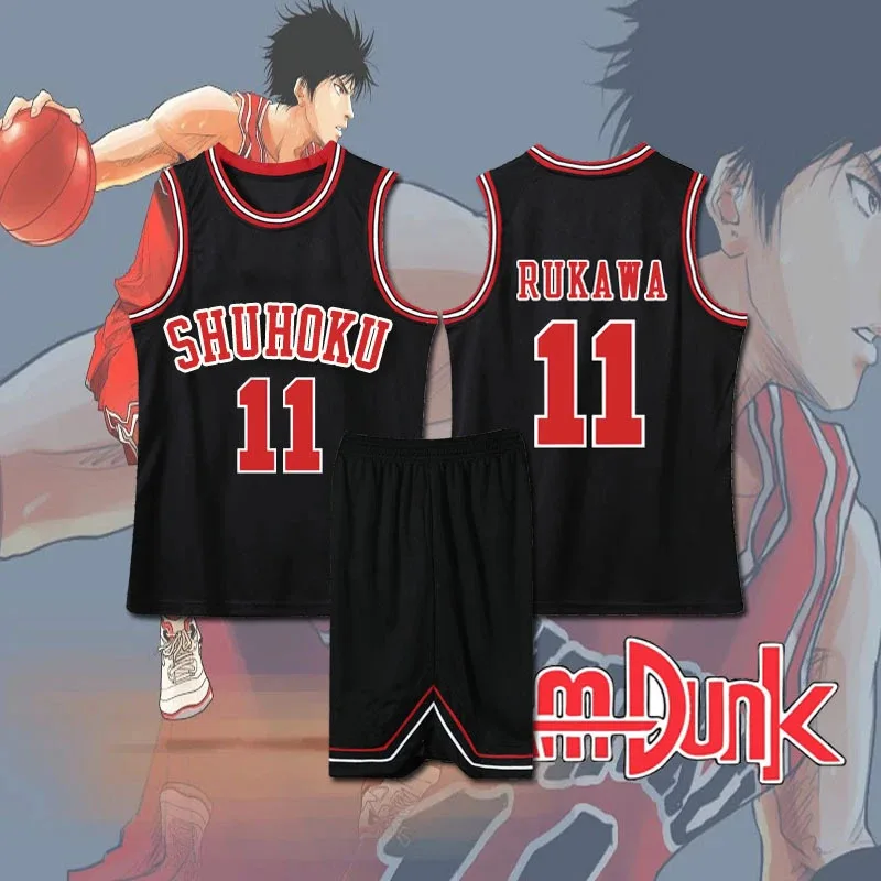 SS13Anime Sakuragi Hanamichi Shohoku Kaede Rukawa Cosplay negro equipo de baloncesto Jersey Top Slam Dunk Cos Jerse
