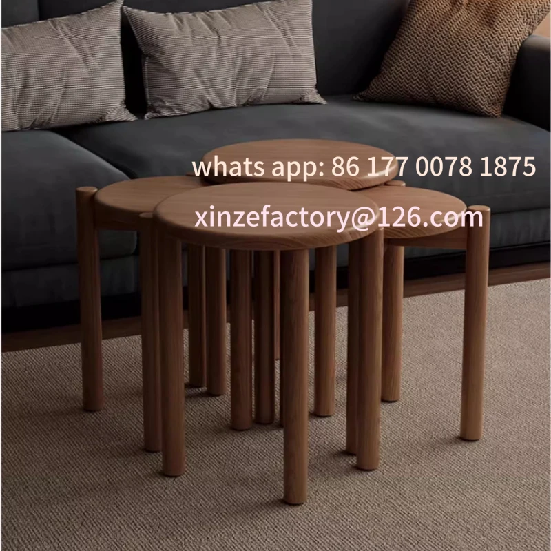 Customizable Creative Stacking Dining Chairs Solid Wood Living Room Low Stool Multi Functional Tea Table Versatile Scene Modern