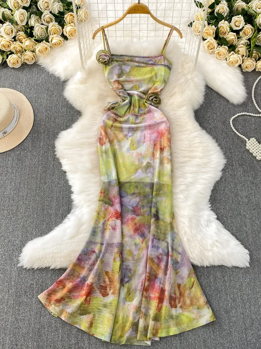 โฟมลิน่า ฝรั่งเศสเซ็กซี่ยั่วยวนคัตเอาท์ชุดสลิงผู้หญิงการถ่ายภาพการเดินทางที่สวยงามอย่างแน่นอนชุดหางปลาลายดอกไม้