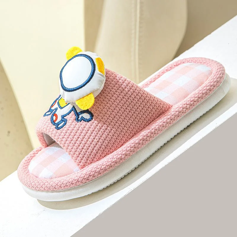 Pantofole per bambini in panno di lino di cotone scarpe per bambini carine per tutte le stagioni infradito per interni antiscivolo per la casa