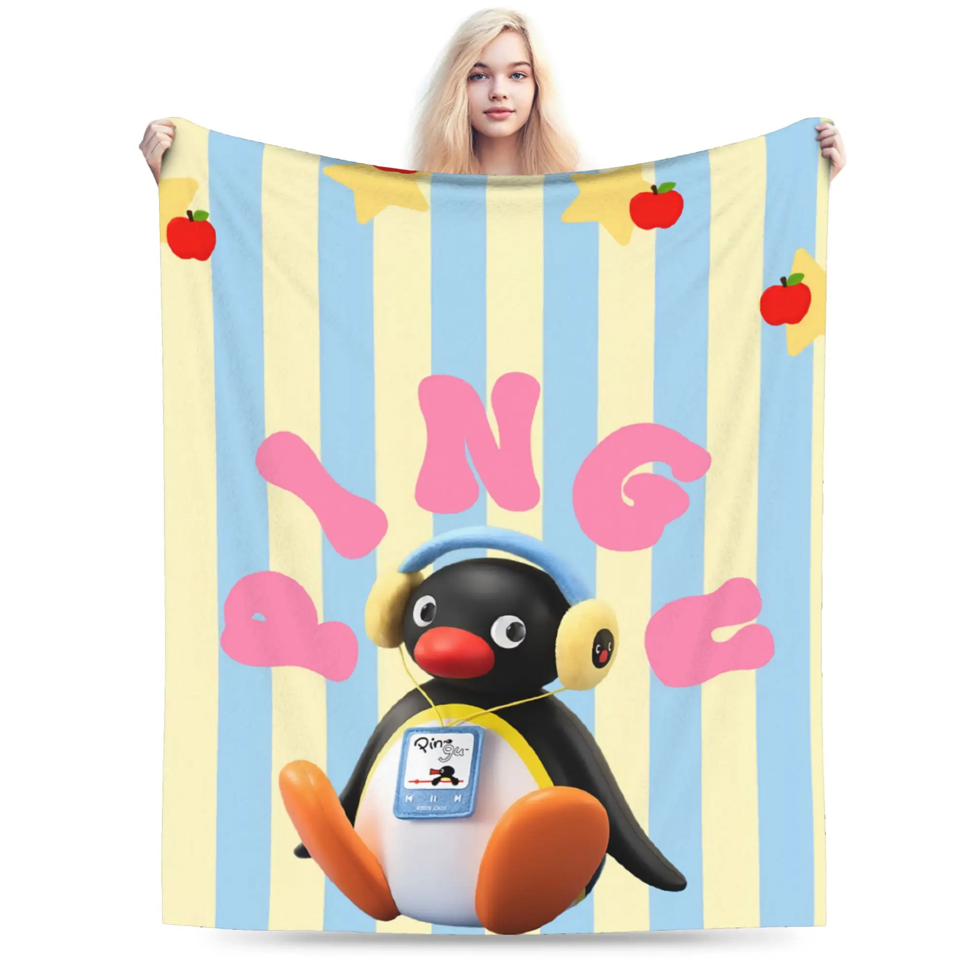 Pingu Penguin Gift Blanket For Men Women Super Soft Warm  Throw Blankets for Bed 50x60 Inches Multi-size