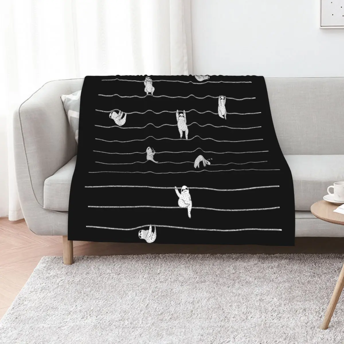 

Sloth Stripe Throw Blanket Bed covers Softest Flannel Fabric cosplay anime Blankets