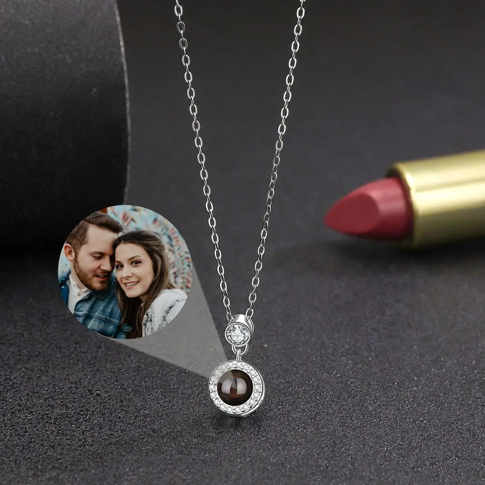 Customized Products Round Pendant Necklace 925 Sterling Silver Personalized Necklaces for Women Chains Jewelry Memorial Gift