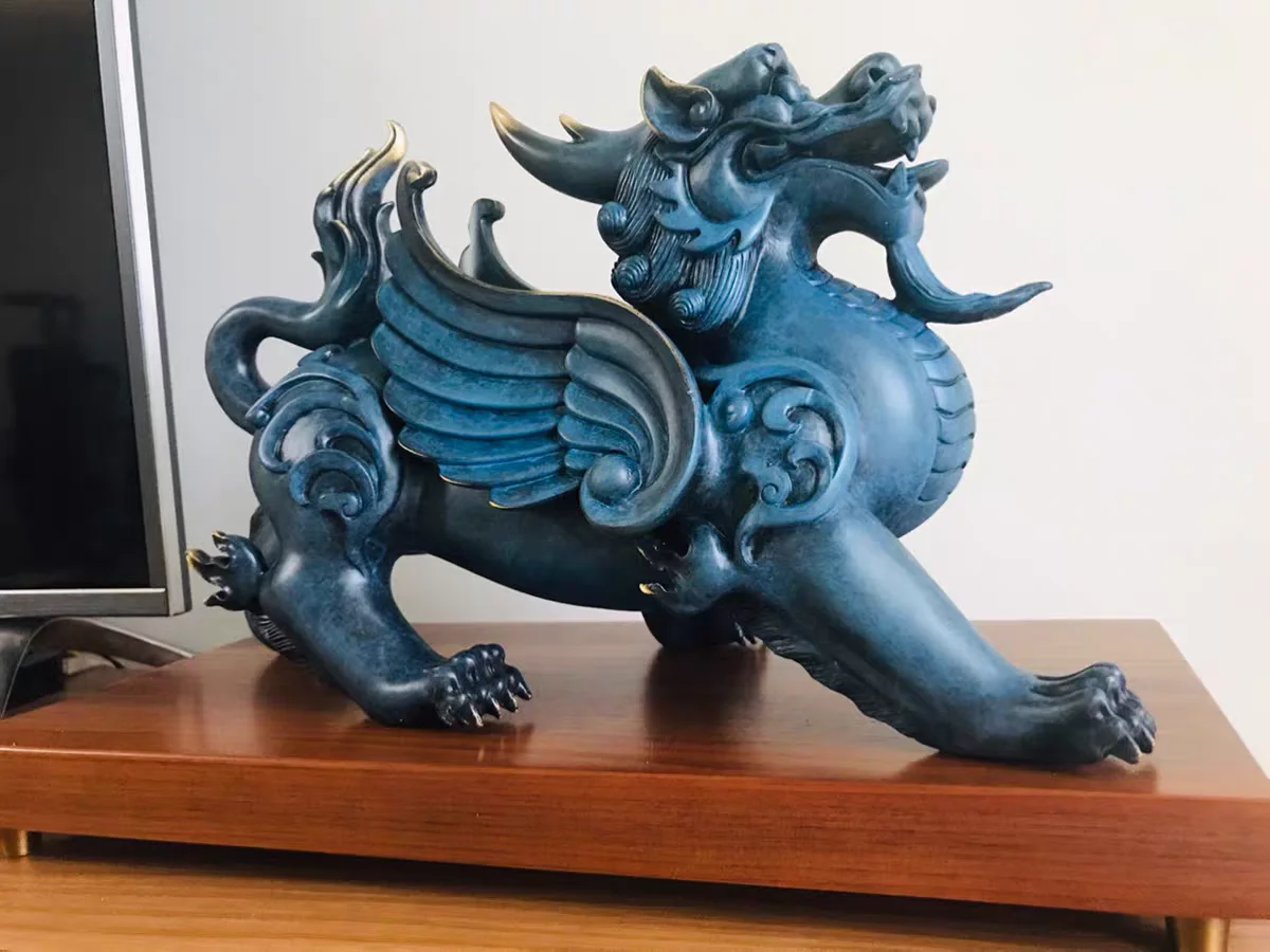 

Large Home store Company SHOP mascot talisman Bring wealth money GOOD LUCK Dragon PI XIU BRONZE Sculpture FENG SHUI Statue