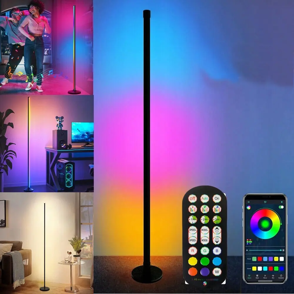 Cette abat-jour de lampe de sol pour salon présente un diamètre de 120 cm, 16 millions de couleurs personnalisables, une synchronisation musicale et une lumière blanche chaude, ce qui la rend adaptée aux salons, aux chambres à coucher, aux salles de jeux et à d'autres pièces.