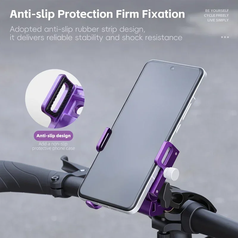 WEST BIKING Foldable Bike Phone Holder Aluminum Alloy Mechanical Lock Anti‑Slip Shockproof 360 Rotatable Adjustable Phone Mount