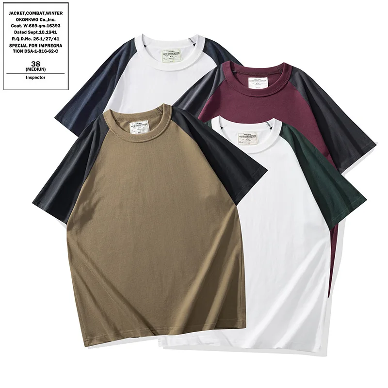 

New Basic Small Print Color Blo Sve T-irt Pure Color oulder Pad T-irt Cotton round Ne ort Sve Men's T-irt