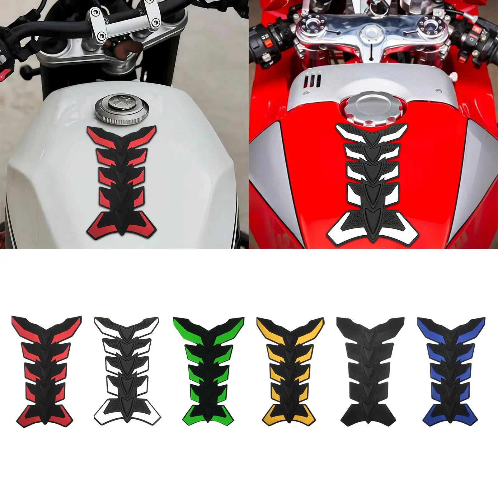 Generic Motorcycle Gas Tank Protector Pad Fuel Tank Cap Sticker 3D Rubber Fuel Tank Fishbone Sticker Universal Oil Tank Sticker