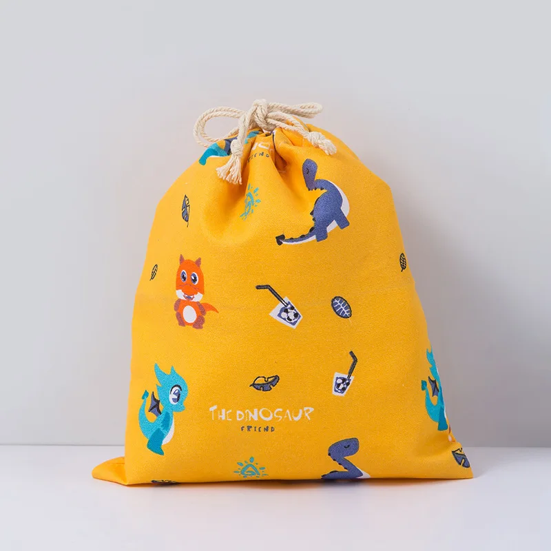 Dinosaur Print Drawstring Underwear Shoes Bag Travel Pouch Travel Cosmetic Storage Bags Sundries Organizer Cotton Linen Bag