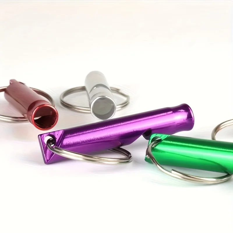 2pcs color random aluminum alloy whistle keychain, training whistle, outdoor sports whistle