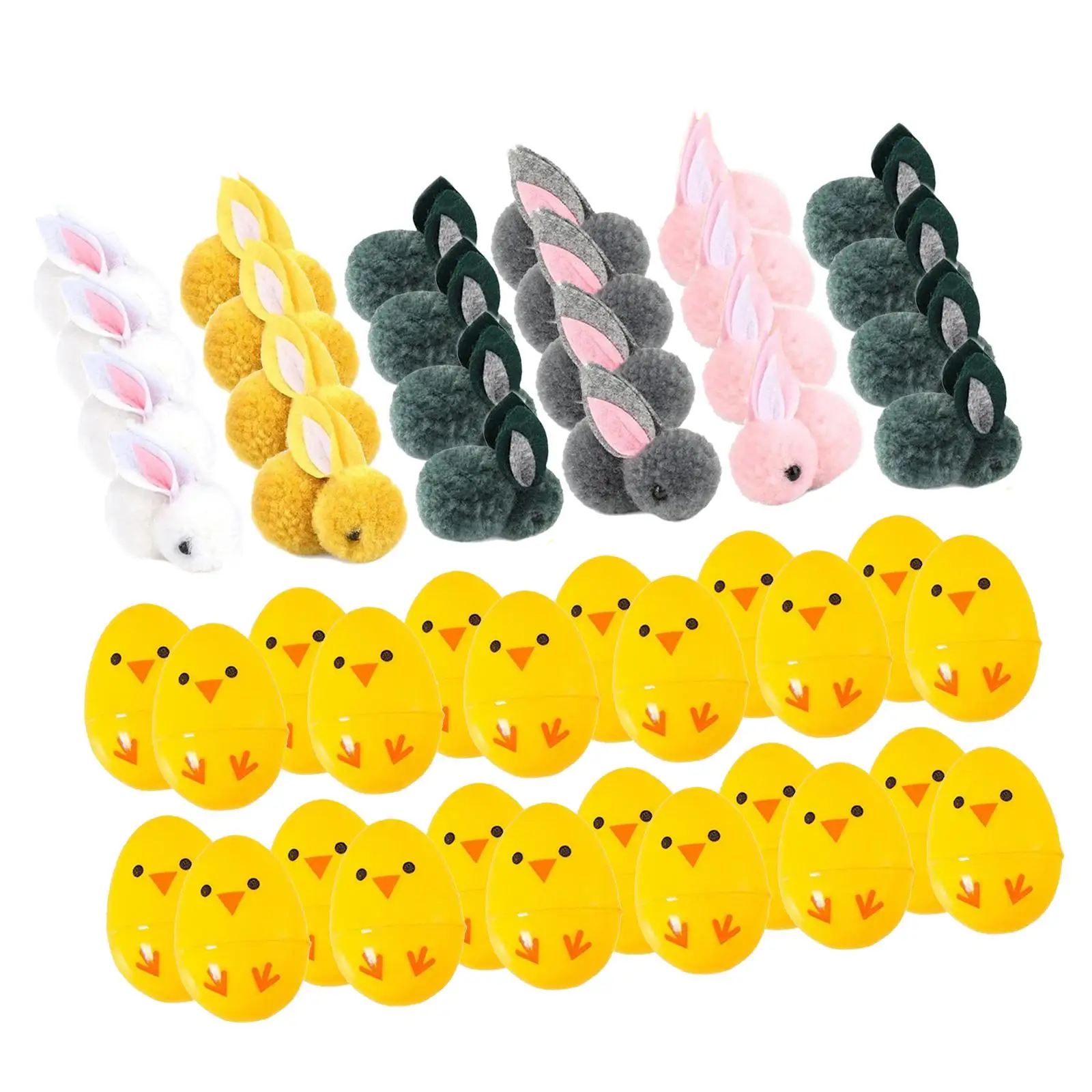 24 Pieces Fillable Easter Eggs with Bunny Toys Party Supplies for Kids Awards Gift Box Fillers Easter Gifts Stuffed Dolls