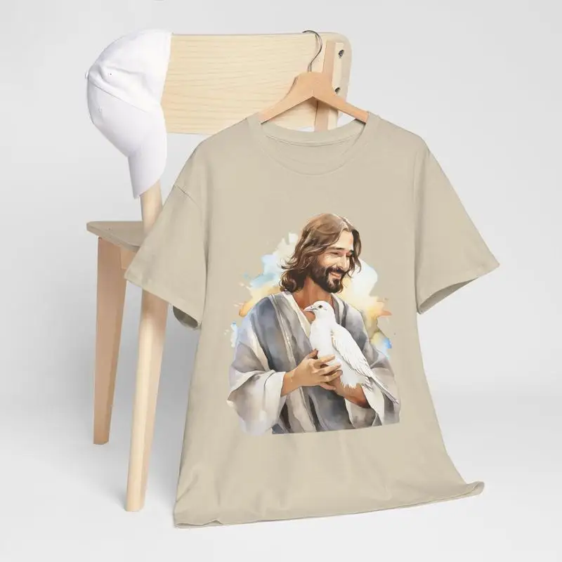 Et une colombe s'est présentée sur lui, t-shirt de baptême Jeses, inspiré de la foi, religion