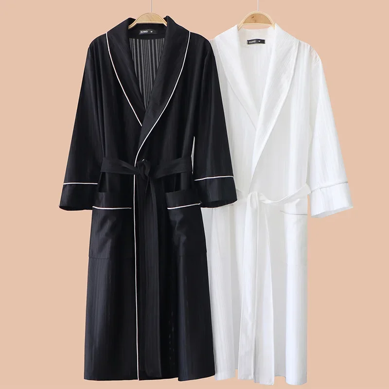 2025 New Sleep Robe Spring Cool Thin Style Couple Bathrobe Grade Sense Summer Medium Long Style Morning Robe Yukata Female