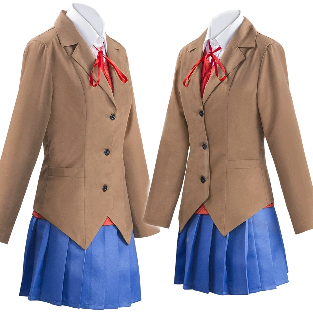 

Anime Monika Cosplay Costume Doki Doki Literature Club Sayori Yuri Natsuki Cosplay Costume School Women Uniform Daily Stage Wear